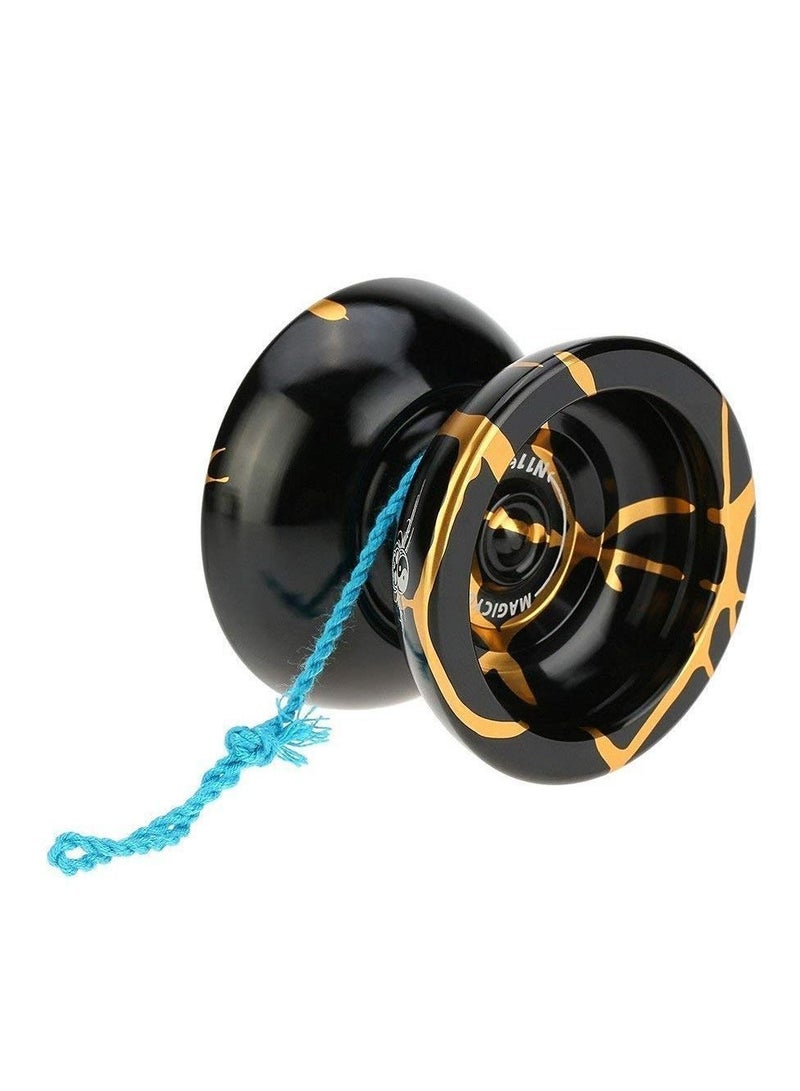 NIBEMINENT N11 Professional Unresponsive Aluminum YoYo Ball with Bag Glove 12 Strings and Responsive Bearing Kit Black Golden - Image 4