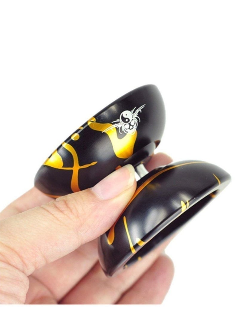 NIBEMINENT N11 Professional Unresponsive Aluminum YoYo Ball with Bag Glove 12 Strings and Responsive Bearing Kit Black Golden - Image 3