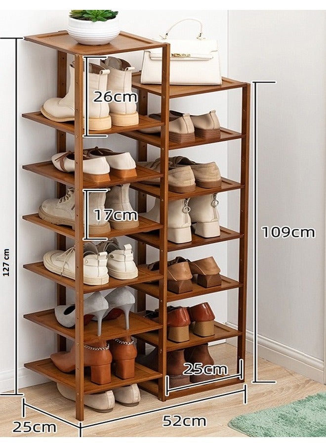 C&C Home Multi-Tiers Durable Portable Bamboo Shoe Rack Storage Shelf Shoe Organizer Display Stand Entryway Furniture for Hallway Living Room 52x25x127 cm - Image 3