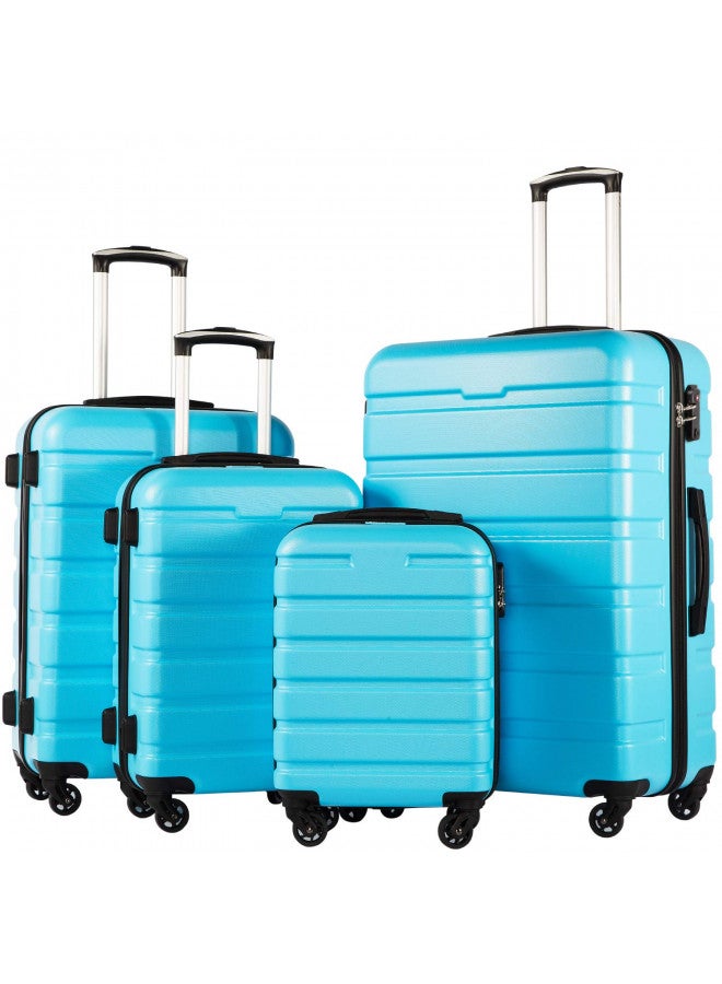 Coolife Luggage 4 Piece Set Suitcase Spinner Hardshell Lightweight TSA Lock (Family Set-Sky Blue) - Image 1
