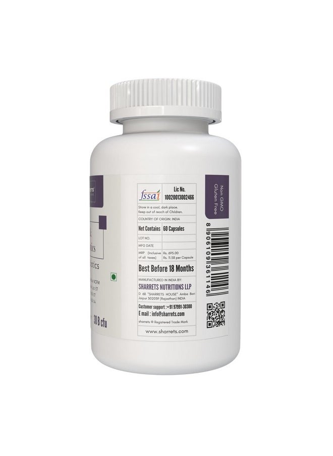 Sharrets Pre & Probiotics - 3 X 60 Capsules: Gut Health Supplement With Fos Prebiotics & 30 Billion Cfu Probiotic Cultures  - Image 4