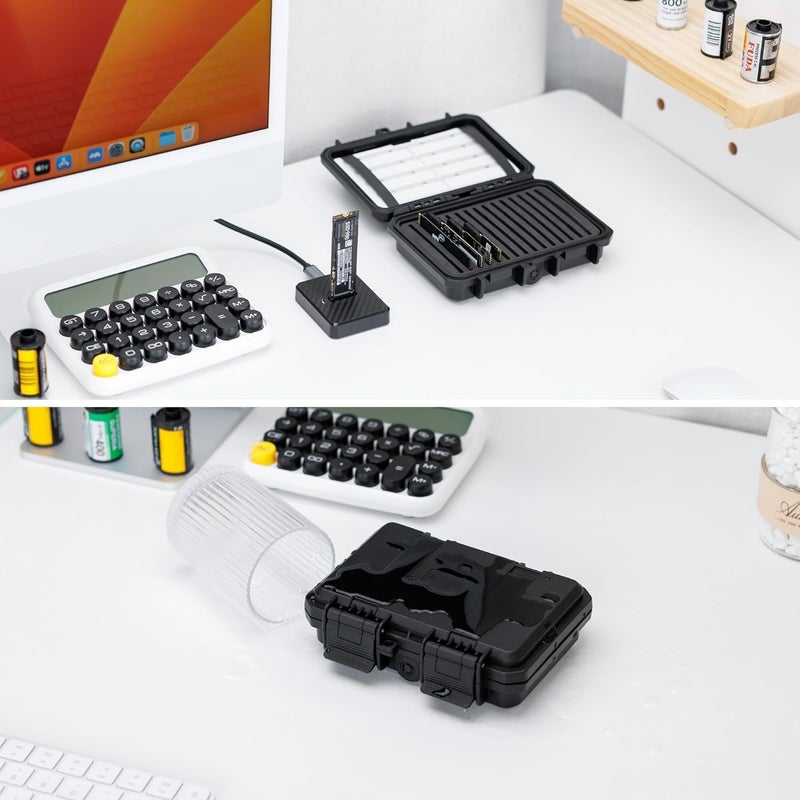 Kiorafoto Hard Plastic 15 Slots M.2 2280 2260 2242 2240 2230 Case, Water-Resistant Shockproof M.2 SSD Holder with Label & Notepaper, 2280 SSD Card Case Vertical Style Drive Storage Box - Image 3