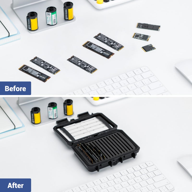 Kiorafoto Hard Plastic 15 Slots M.2 2280 2260 2242 2240 2230 Case, Water-Resistant Shockproof M.2 SSD Holder with Label & Notepaper, 2280 SSD Card Case Vertical Style Drive Storage Box - Image 5