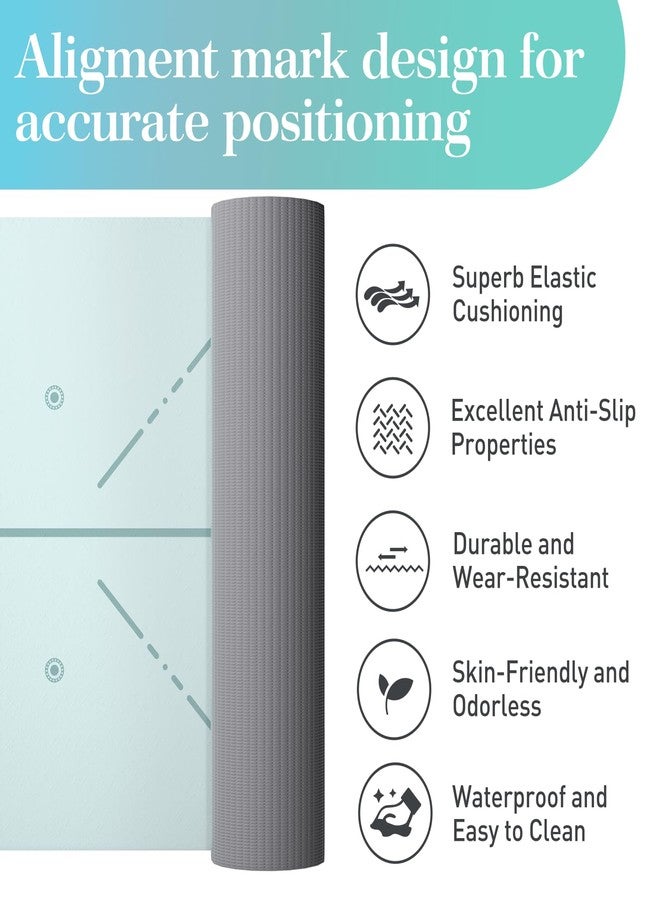 Ostutry Yoga Mat 8mm Thick - Non Slip Workout Mat, 72x 26x 0.31 inch Exercise Mat with Alignment Mark, Anti-Tear Exercise & Fitness Mat for Yoga, Pilates & Floor Workouts, Carry Strap Included - Image 2