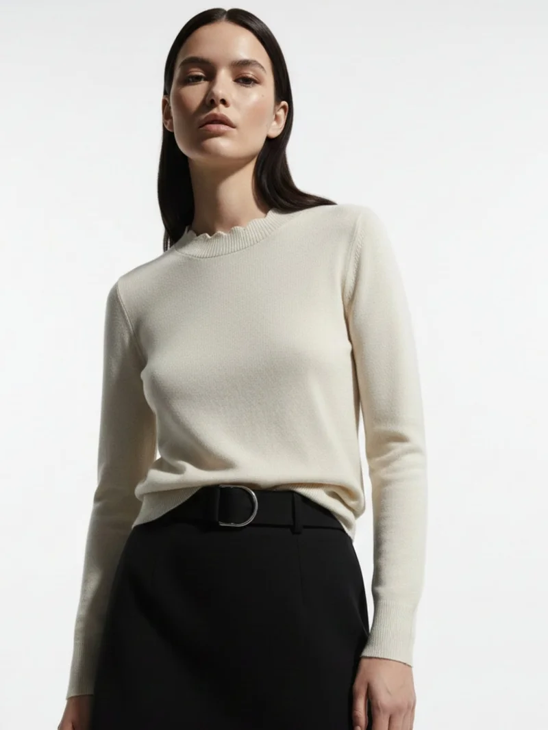 أوجيدر White Full Sleeve Crew Neck Regular Sweater