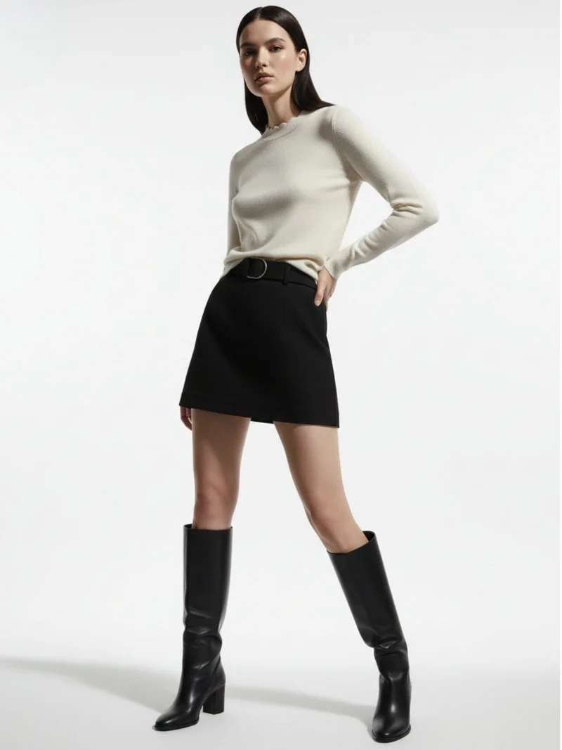 أوجيدر White Full Sleeve Crew Neck Regular Sweater