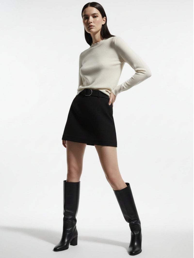 OUTZIDR White Full Sleeve Crew Neck Regular Sweater - Image 2