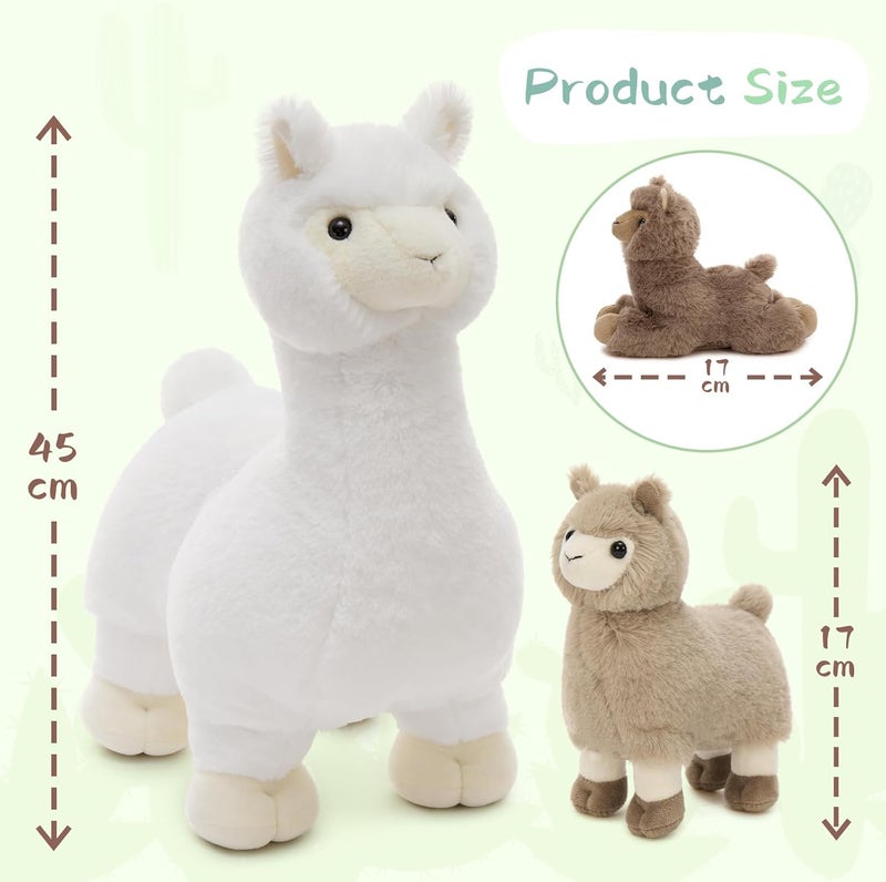 MorisMos Alpaca Plush Giant XXL 45 cm White Mom with 4 Kawaii Baby, Realistic Plush Toy Large Soft Toy Gift for Children Birthday Valentine's Day - Image 2