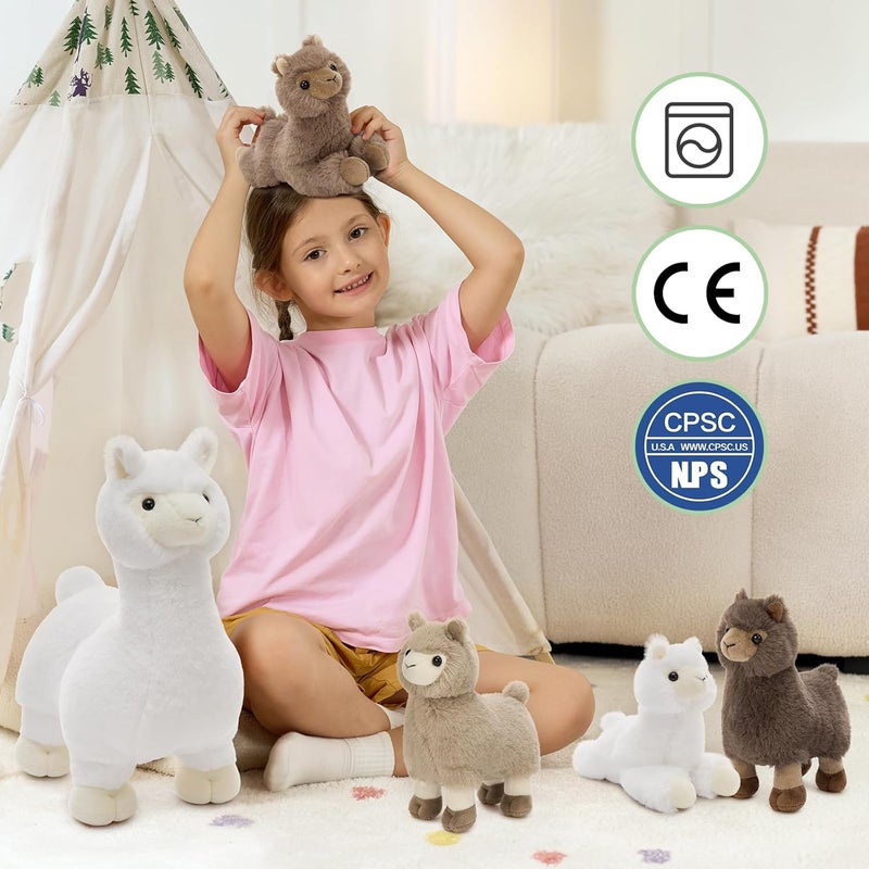 MorisMos Alpaca Plush Giant XXL 45 cm White Mom with 4 Kawaii Baby, Realistic Plush Toy Large Soft Toy Gift for Children Birthday Valentine's Day - Image 5