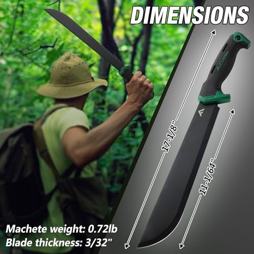 FLISSA 11'' Machete for Yard Work, Ergonomic Air Tech Handle and Lightweight Sheath, Stainless Steel Machete Knife for Gardening, Bushcraft, Hunting - Image 3