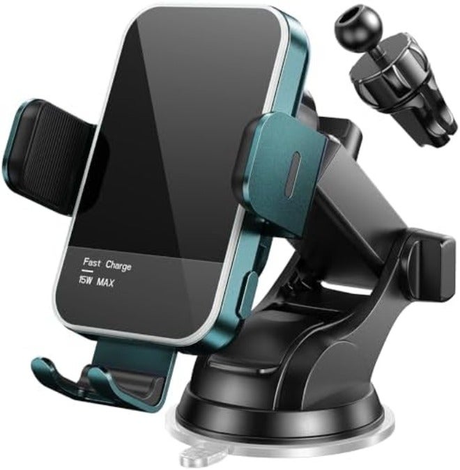 Mosurr Wireless Car Charger,【7 Colored RGB Backlit】 Mosurr 15W Auto Clamping Phone Holders for Your car fit for iPhone 16 15 14 Mini Pro Max, Samsung Galaxy S25 Ultra S24 S23+, etc, Fathers Day for Gifts - Image 1
