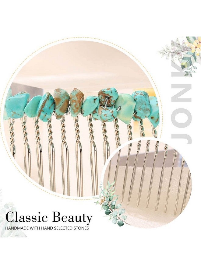 JONKY Crystal Hair Side Comb Turquoise Hair Pieces Quartz Headpieces Silver Decorative Hair Combs for Women and Bride(Turquoise,Transparent,Purple) - Image 5