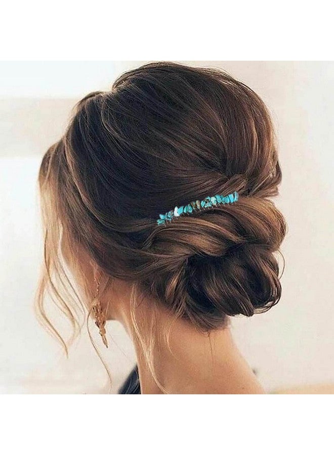 JONKY Crystal Hair Side Comb Turquoise Hair Pieces Quartz Headpieces Silver Decorative Hair Combs for Women and Bride(Turquoise,Transparent,Purple) - Image 1