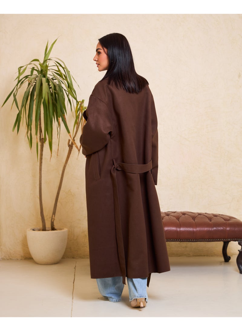 Dresscode Long Oversized Brown Coat - Image 3