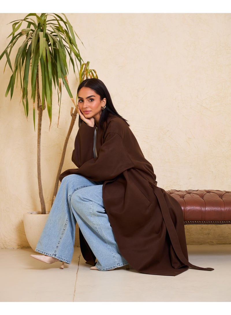 Dresscode Long Oversized Brown Coat - Image 2