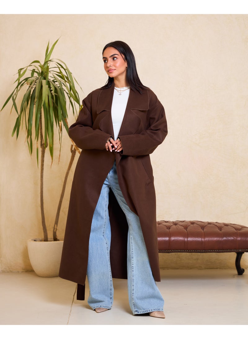 Dresscode Long Oversized Brown Coat - Image 5