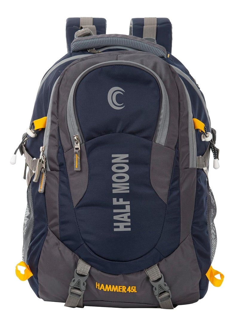 هاف مون Half Moon 45L Hammer Waterproof Rucksack Bags for Man/Trekking Bags for Men | With 17.3" Laptop Compartment & Rain cover | For Trekking, Hiking, Travel Backpack for Men & Women (Navy Blue) - Image 1