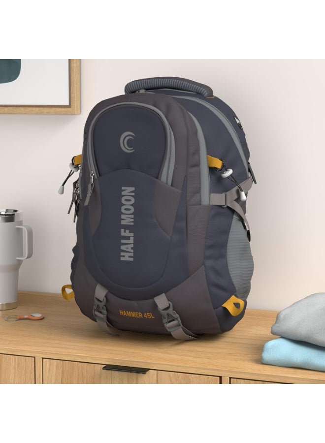 هاف مون Half Moon 45L Hammer Waterproof Rucksack Bags for Man/Trekking Bags for Men | With 17.3" Laptop Compartment & Rain cover | For Trekking, Hiking, Travel Backpack for Men & Women (Navy Blue) - Image 2