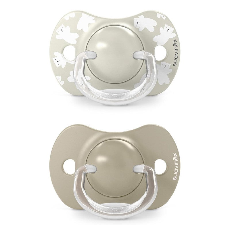Suavinex, Pack of 2 Pacifiers for Babies 6/18 Months, with Physiological Silicone Teat SX Pro Symmetrical, Flat and Flexible, Respects Oral Development, Wild&Free Beige - Image 2