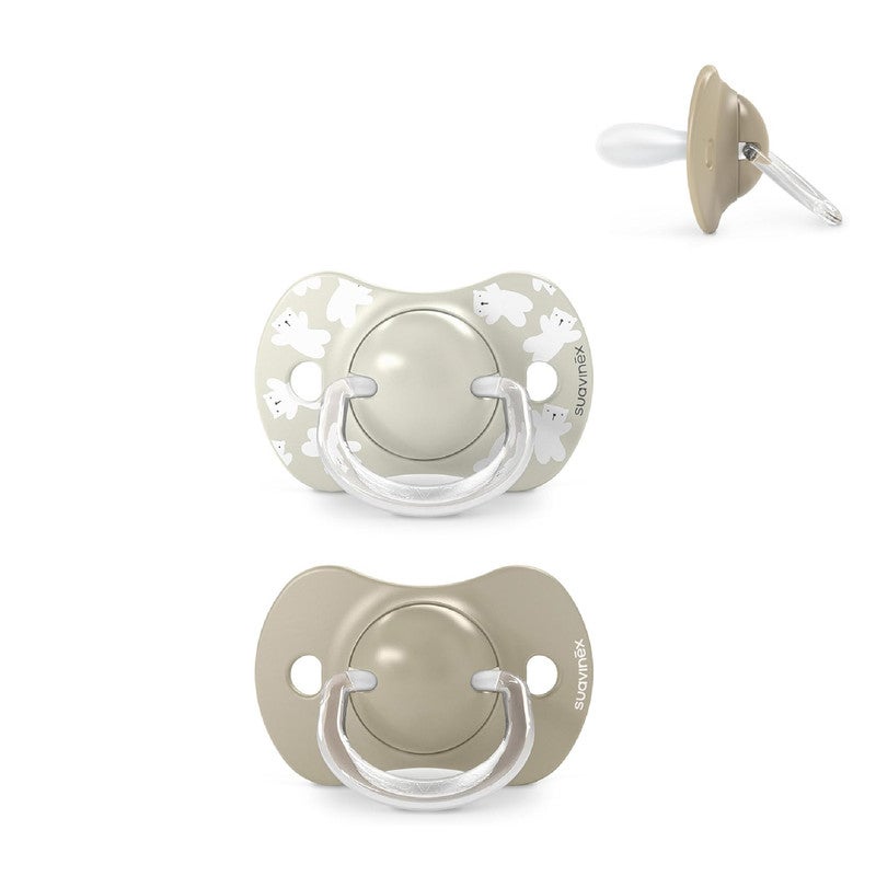 Suavinex, Pack of 2 Pacifiers for Babies 6/18 Months, with Physiological Silicone Teat SX Pro Symmetrical, Flat and Flexible, Respects Oral Development, Wild&Free Beige - Image 1