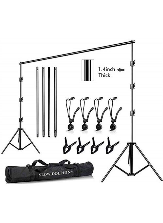 10 x 10Ft Photo Video Studio Heavy Duty Adjustable Muslin Backdrop Stand Background Support System Kit for Photography with Carrying Bag 8 Pcs Clip Clamps