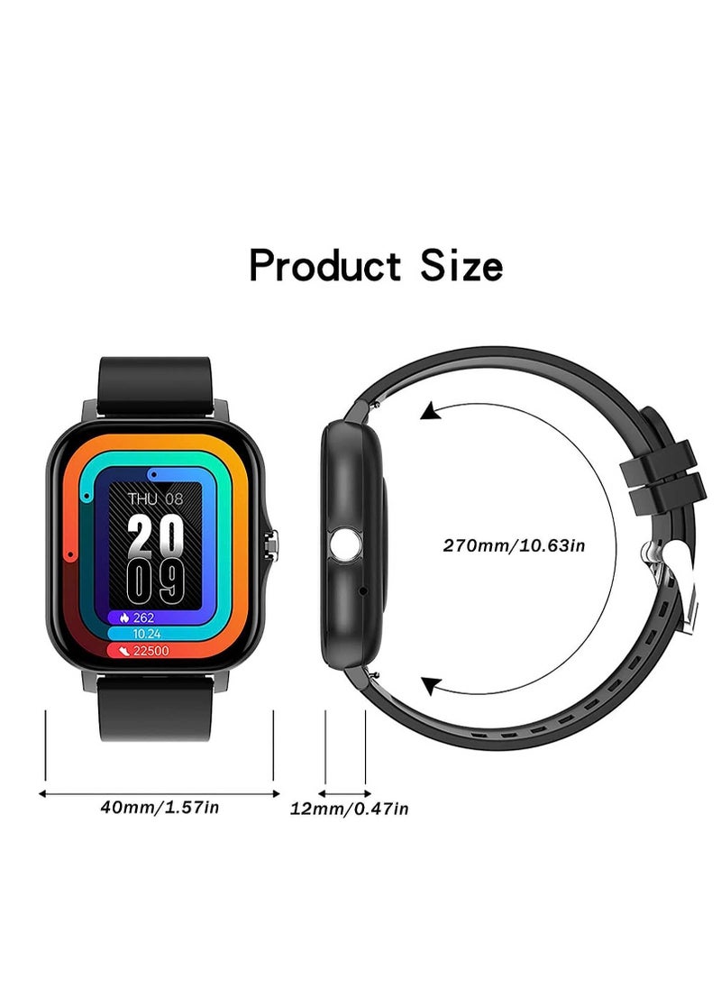 Generic - Smartwatch for Men and Women, 1.69" Screen with Heart Rate Monitor, Oximeter (SpO2), Pedometer, Sleep Monitor, IP68 Waterproof Smart Watch for Android and iOS (Black) - Image 1
