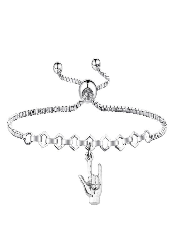SEIRAA Sign Language Key Ring I Love You Hand Sign Language Charm Jewelry ASL Jewelry Deaf Awareness Gifts (Love You bracelet) - Image 1