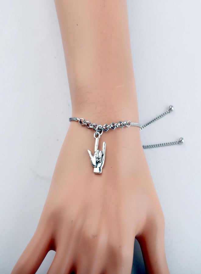 SEIRAA Sign Language Key Ring I Love You Hand Sign Language Charm Jewelry ASL Jewelry Deaf Awareness Gifts (Love You bracelet) - Image 2