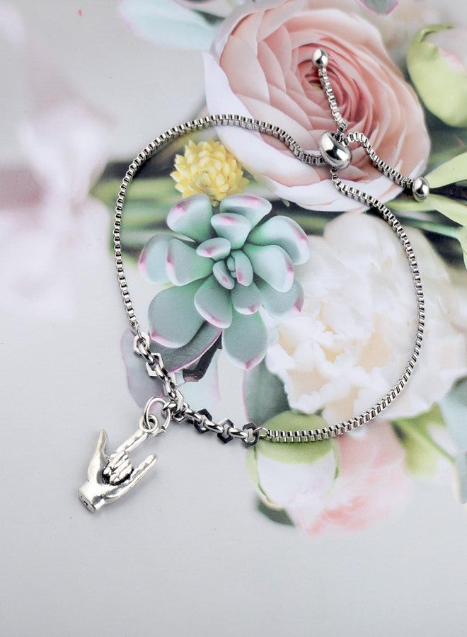 SEIRAA Sign Language Key Ring I Love You Hand Sign Language Charm Jewelry ASL Jewelry Deaf Awareness Gifts (Love You bracelet) - Image 3