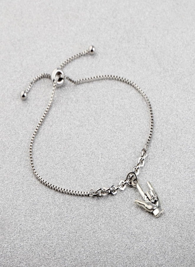 SEIRAA Sign Language Key Ring I Love You Hand Sign Language Charm Jewelry ASL Jewelry Deaf Awareness Gifts (Love You bracelet) - Image 4
