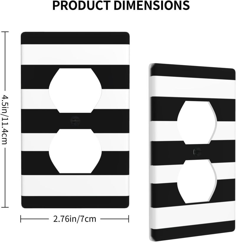 Modern Bathroom Classic Black And White Striped 1-Gang Outlet Covers Duplex Outlet Wall Plate Cover Decorative Electrical Wall Plate Receptacle Switchplate Decorate Plug Cover For Bedroom - Image 2