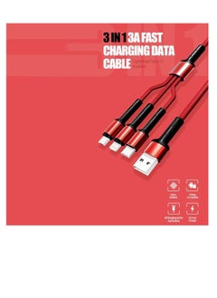 LDNIO ldnio 3 in 1 Nylon Braided Charging Cable, Multi USB Charging Cable, Fast Charging Cord with Type C, Micro USB and LIGHTING Port, Compatible with Most iPhone, iPad and Android Devices  - Image 1