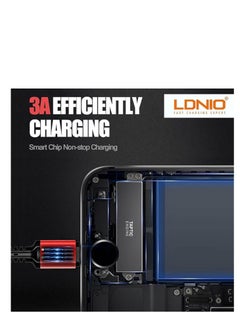 LDNIO ldnio 3 in 1 Nylon Braided Charging Cable, Multi USB Charging Cable, Fast Charging Cord with Type C, Micro USB and LIGHTING Port, Compatible with Most iPhone, iPad and Android Devices  - Image 3