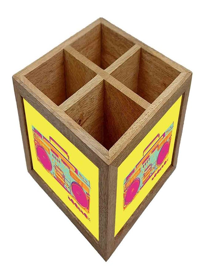 Nutcase Wooden Cutlery Stand Holder Silverware Caddy Spoons Forks Knives Organizer for Dining Table & Kitchen -Made in India-Spoons NOT Included - Radio Yellow - Image 3