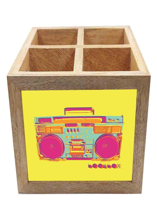 Nutcase Wooden Cutlery Stand Holder Silverware Caddy Spoons Forks Knives Organizer for Dining Table & Kitchen -Made in India-Spoons NOT Included - Radio Yellow - Image 4