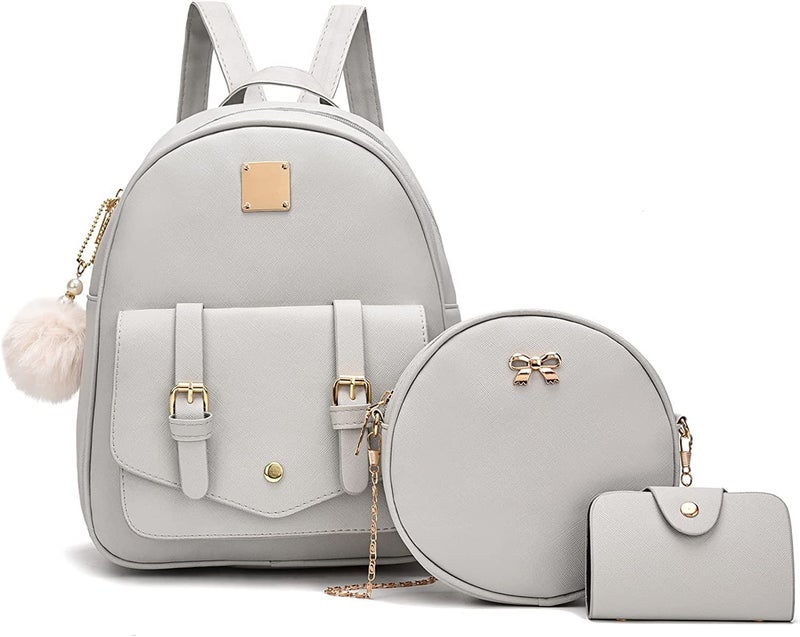 Floky 32 all Fashion Girls 3-PCS Fashion Cute Mini Leather Backpack sling & pouch set for Women/gift for girlfriend - Image 1