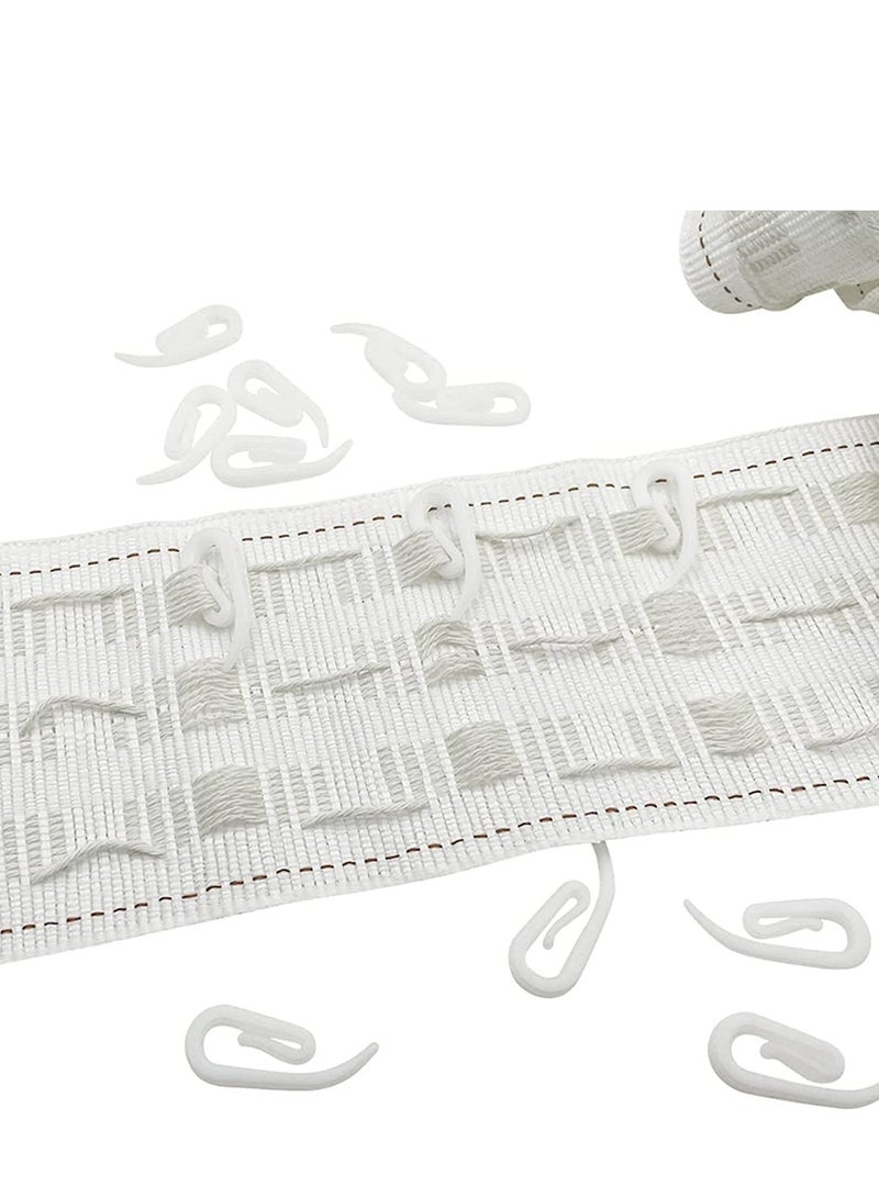 KASTWAVE KASTWAVE Plastic Curtain Hooks for Window Curtain or Door Curtain, Plastic Curtain Header Tape Drapery Hooks 100Pack 2.8x1.2cm  - Image 5