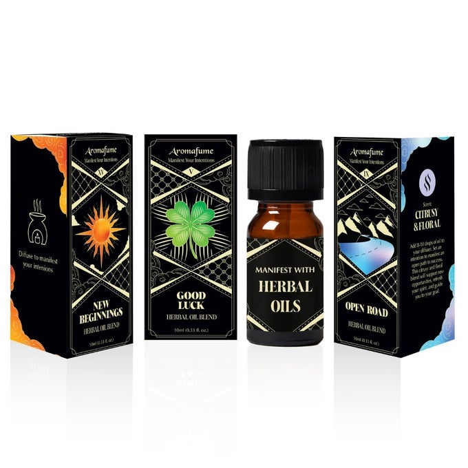 NEW BEGINNINGS, GOOD LUCK, OPEN ROAD HERBAL OIL DIFFUSER BLENDS BY | 3 X 10ML/0.33 FL OZ| AROMATHERAPY OILS FOR MANIFESTATION & MINDFULNESS | NON-TOXIC, VEGAN, CRUELTY-FREE