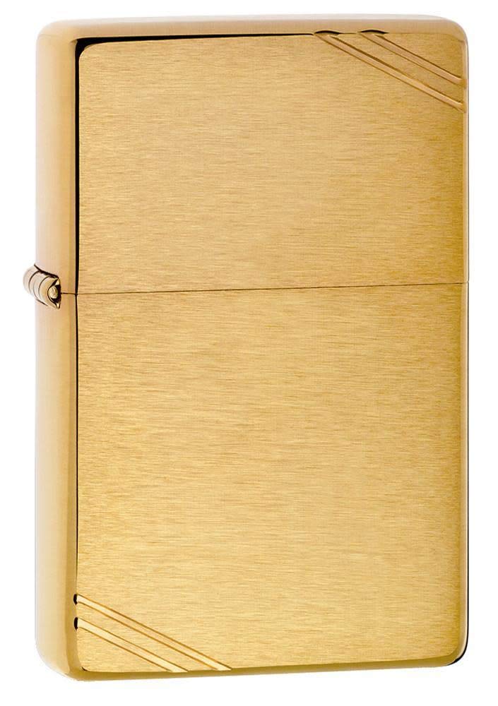 Zippo Vintage Brushed Brass with Slashes Pocket Lighter - Image 1
