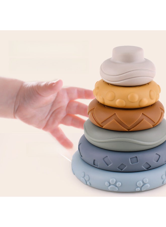 Children's Baby Koala Soft Building Blocks Jengle Tang Gum Relief Soft Four-square Pinch Called Teether-Color:Kaola Six-layer Soft Rubber Ring (English Color Box) - Image 4