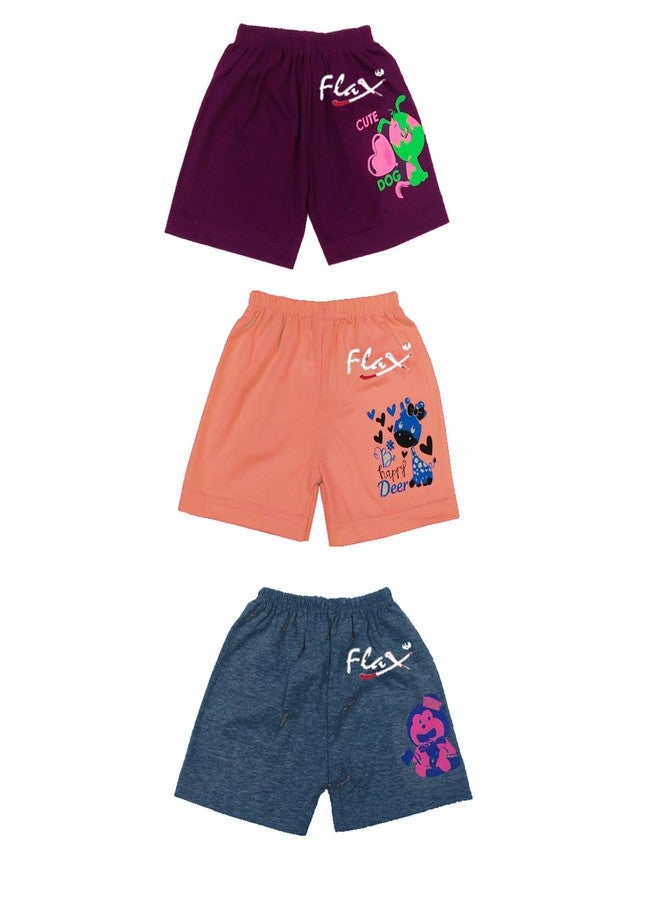 FLAX Printed Cotton Baby Boy's & Girl's Printed Shorts/Plain Shorts (Pack of 6) (6-9 Months) Multicolour - Image 3