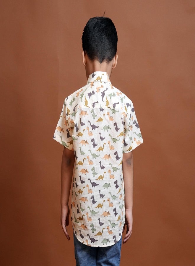 Chipmonk Boy's Pure Cotton Animal Printed Half Sleeves Shirt | Kids Regular Fit Shirt for Party & Casual Wear | Stylish Kidswear (Multicolor, 6-12 Months) - Image 3