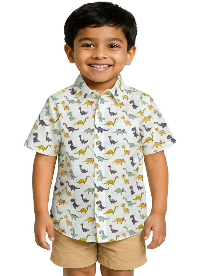 Chipmonk Boy's Pure Cotton Animal Printed Half Sleeves Shirt | Kids Regular Fit Shirt for Party & Casual Wear | Stylish Kidswear (Multicolor, 6-12 Months) - Image 1