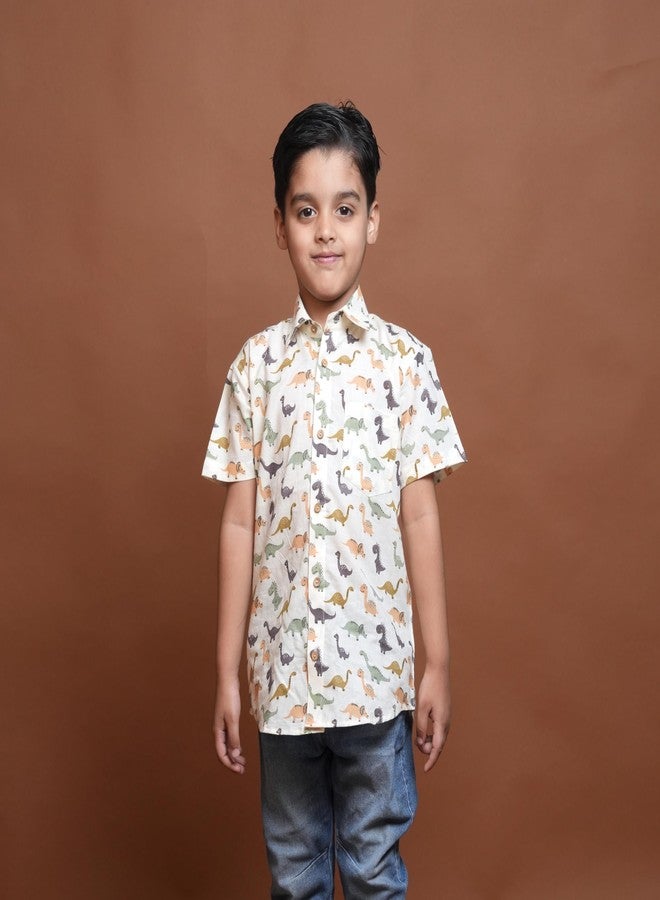 Chipmonk Boy's Pure Cotton Animal Printed Half Sleeves Shirt | Kids Regular Fit Shirt for Party & Casual Wear | Stylish Kidswear (Multicolor, 6-12 Months) - Image 2