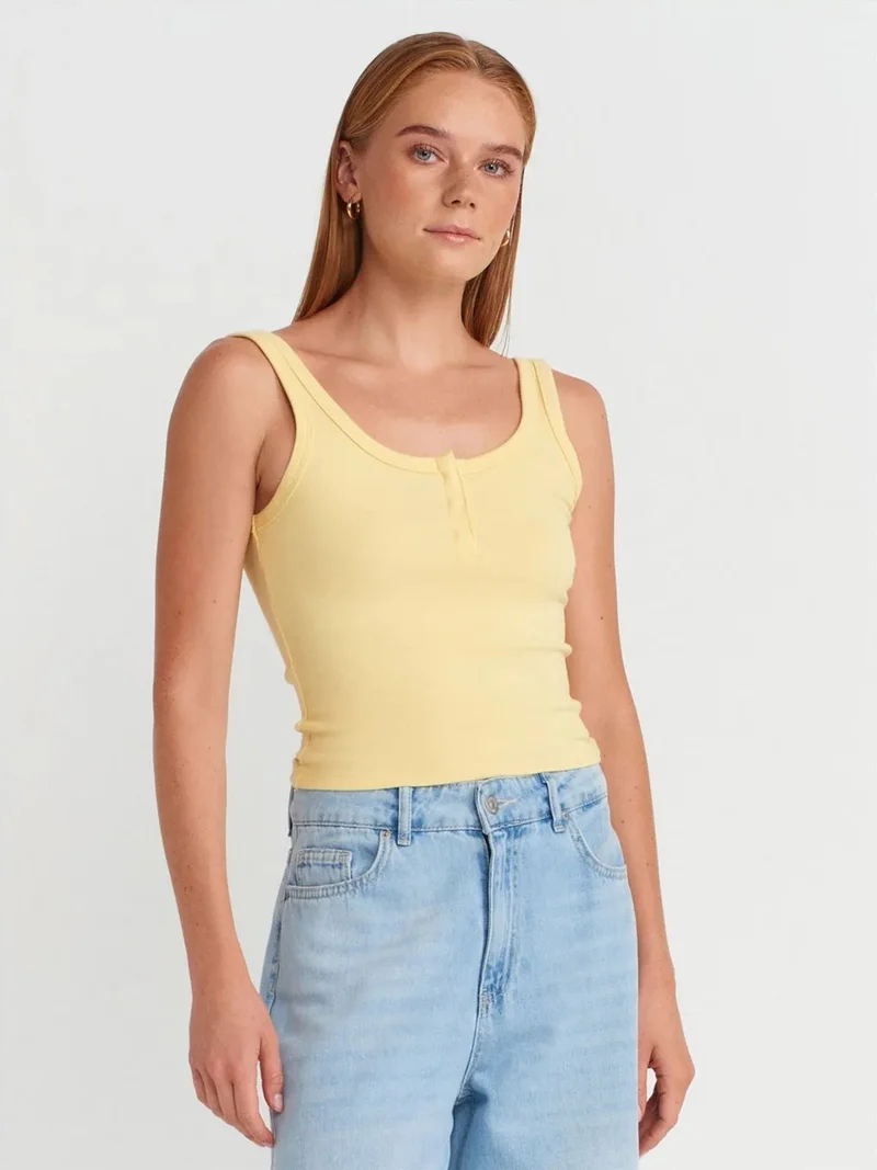 ديلفين Dilvin Ribbed Crop Cami Blouse