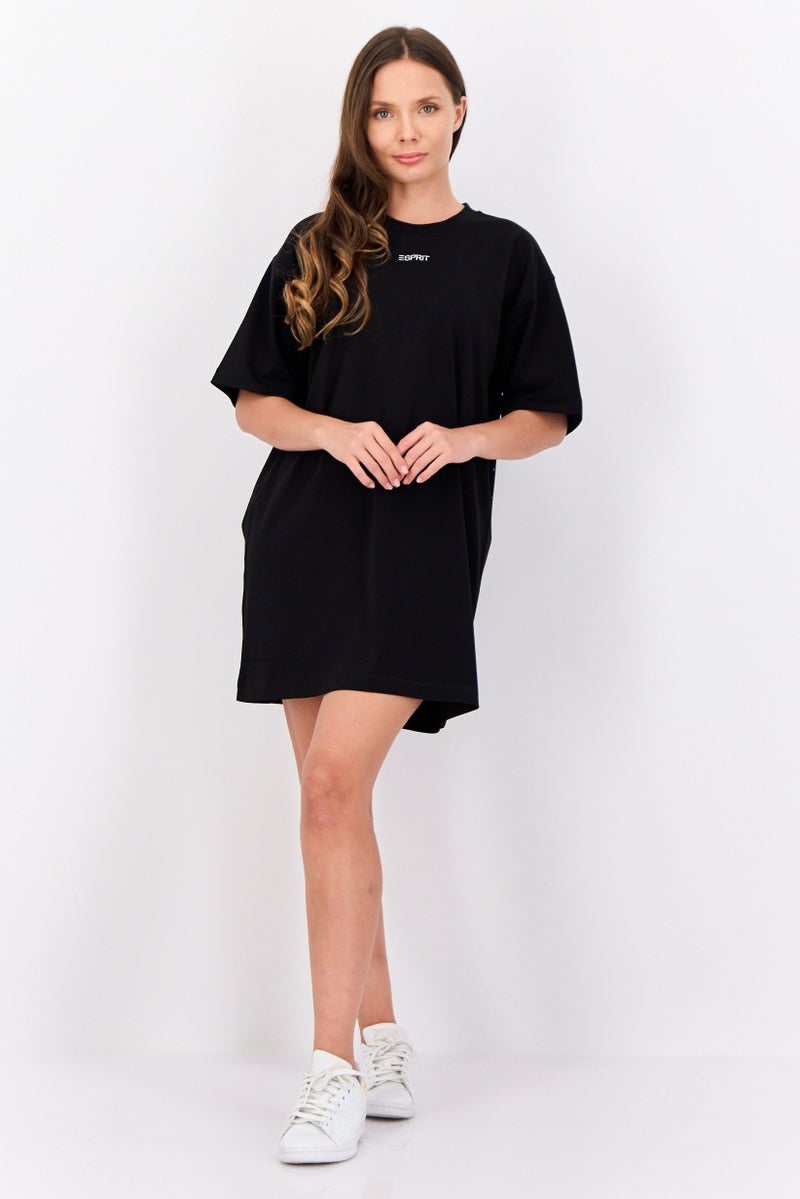 ESPRIT Women Embroidered Logo Shirt Dress, Black - Image 2
