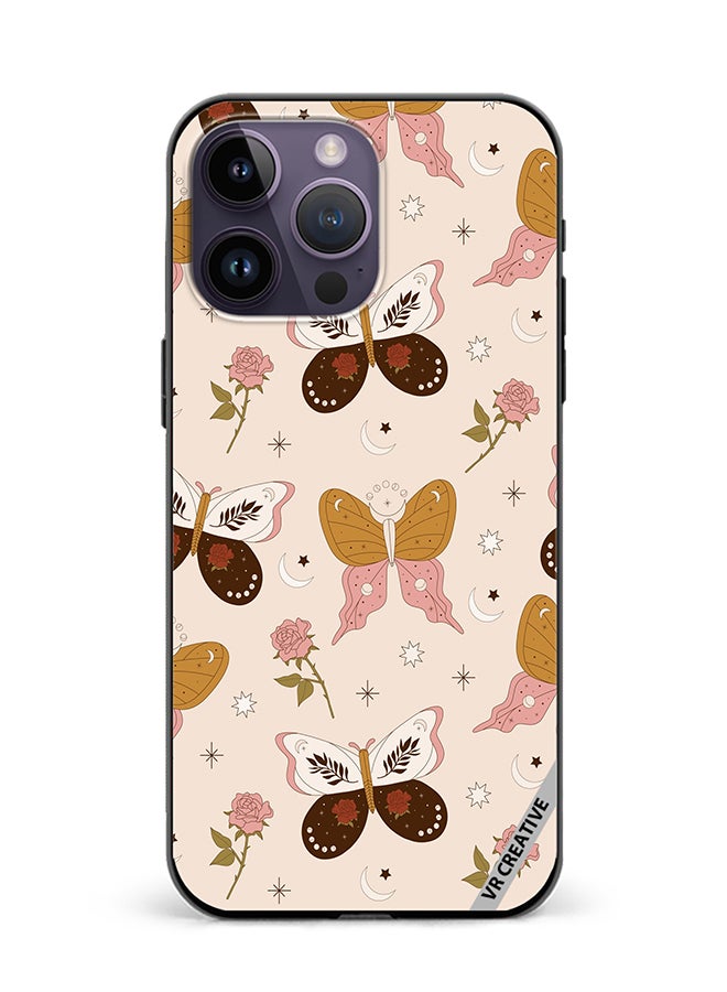 VR CREATIVE Protective Case Cover For Apple iPhone 16 Pro Max Boho Magical Flowers And Butterfly Design Multicolour