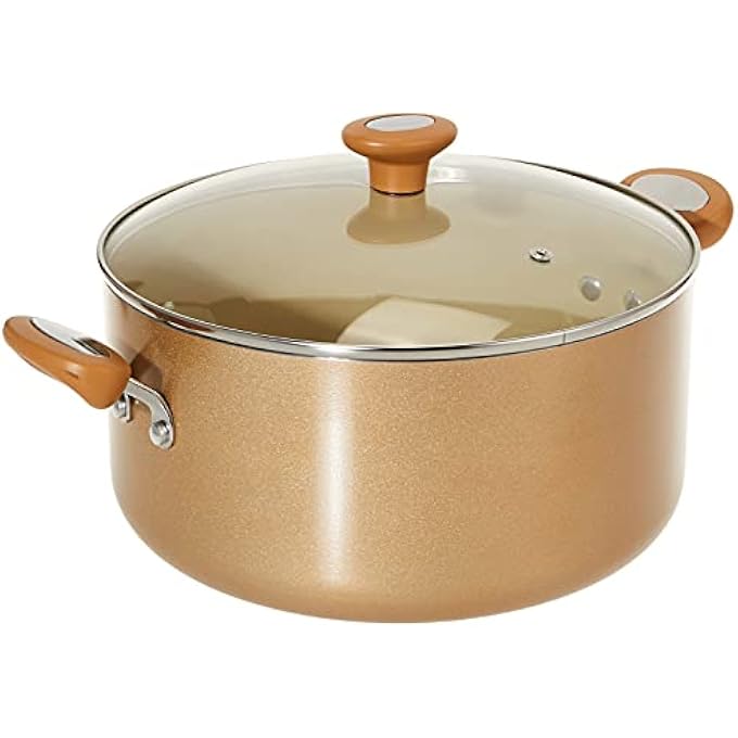 ماير وعاء طهي ذكي غير لاصق مع غطاء زجاجي، سعة 8 لتر، سطح مبطن، 28 سم، لون بيج My16867 - Image 1