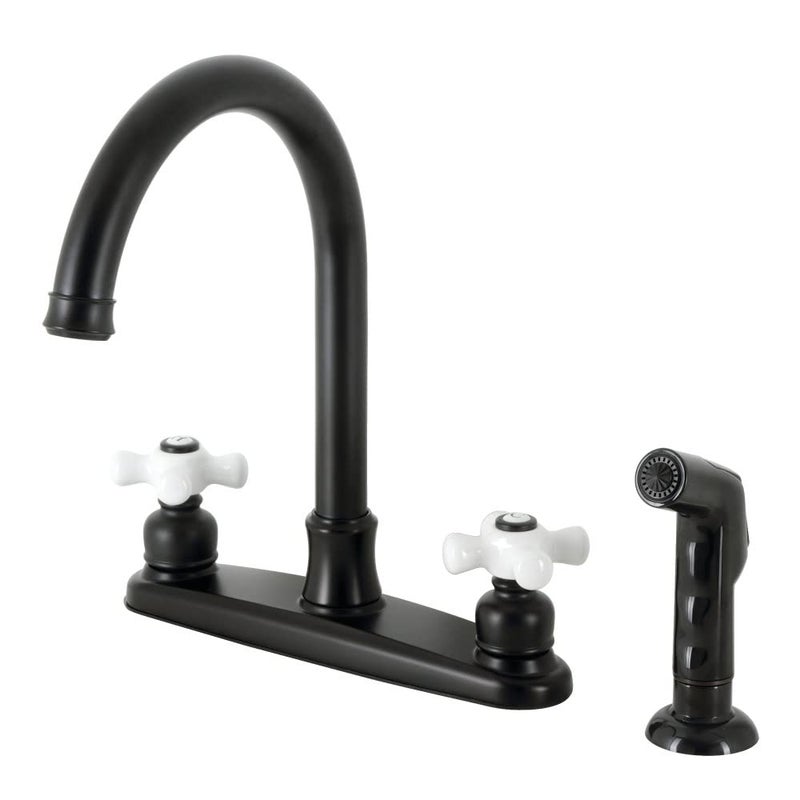 Kingston Brass FB7790PXSP Victorian 8-Inch Centerset Kitchen Faucet with Sprayer  10.25 x 8 x 11.94  Matte Black - Image 1