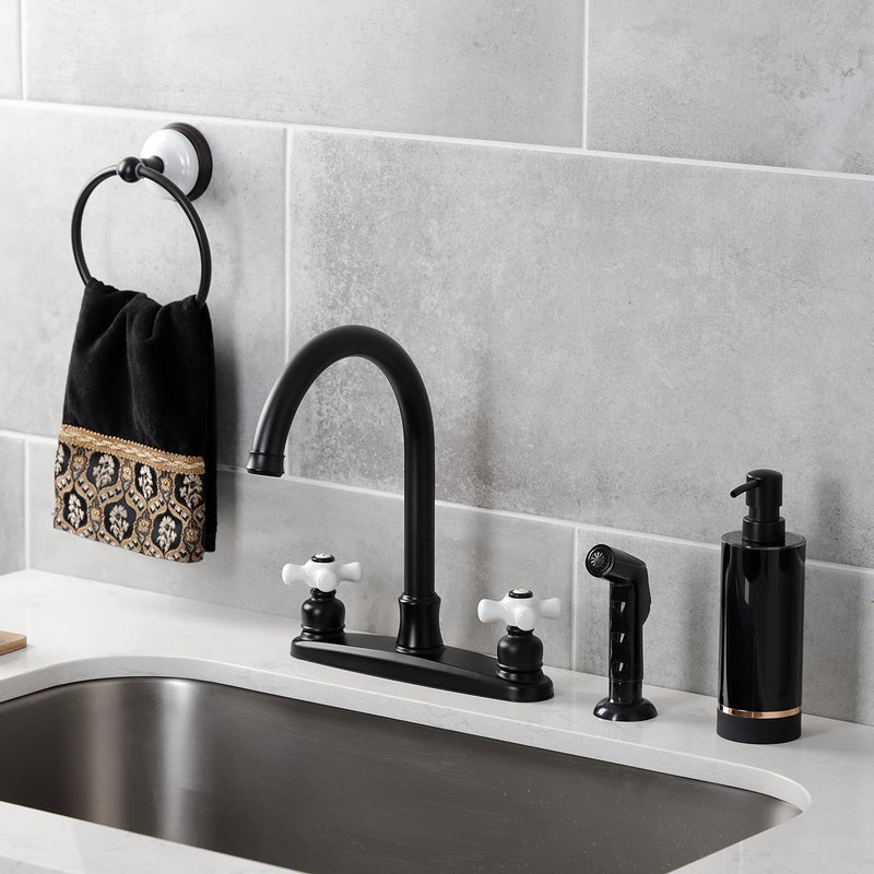 Kingston Brass FB7790PXSP Victorian 8-Inch Centerset Kitchen Faucet with Sprayer  10.25 x 8 x 11.94  Matte Black - Image 3